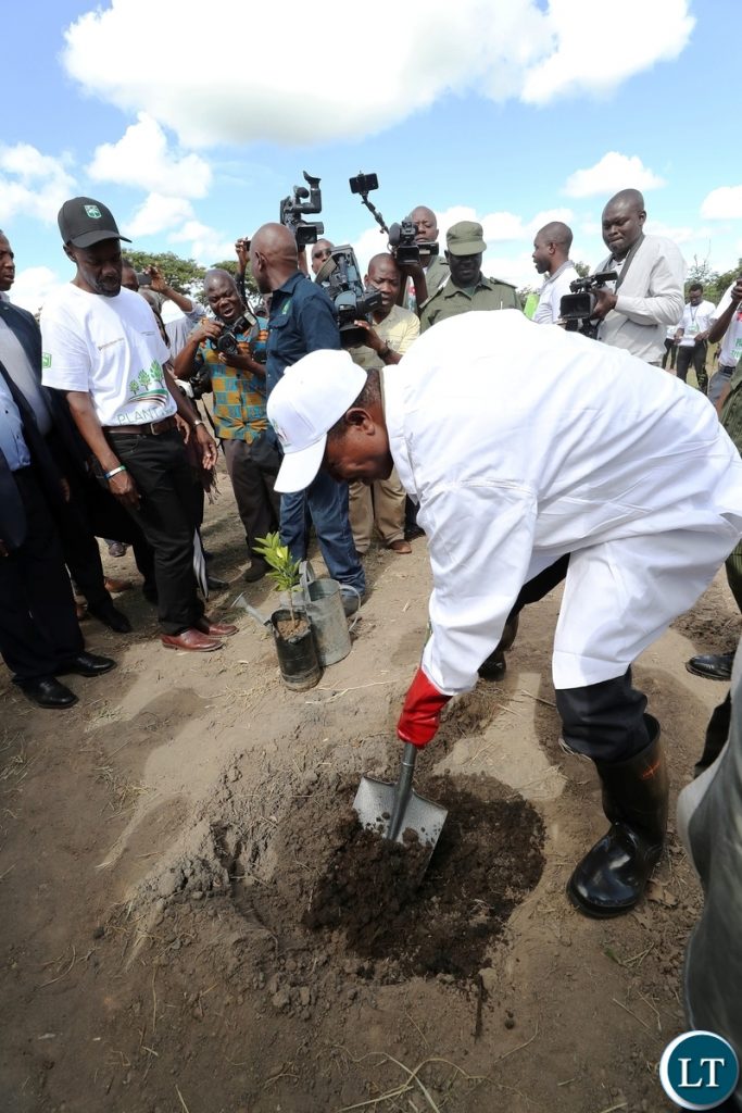President Mr Edgar Chagwa Lungu in Chinsali District of Muchinga Province where he launched THE ZAMBIA PLANT A MILLION TREES initiative under the theme: Growing Money from Trees at Kapasa Makasa University on Monday, 30th April, 2018. While in the Province the Head of State held a series of Meetings with government officials and Party Functionaries. The Head of State was accompanied by Hon. Freedom Sikazwe Presidential affairs Minister, Hon. Jean Kapata Minister of Lands and Natural Resources, Hon. Nkandu Luo Minister of Higher Education, Home Affairs Minister Hon. Stephen Kampyongo, Hon. Victoria Kalima Minister of Gender, Hon. Makebi Zulu Eastern Province Minister. Pictures by Eddie Mwanaleza/State House