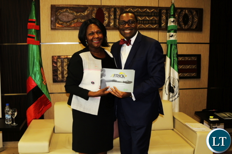 Dr. Adesina and Minister Mwanakatwe pose for a photo @ the AfDB HQ in Abidjan CIV.