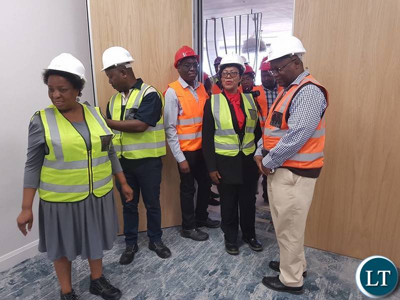 Labour Minister Joyce Nonde inspecting works at ECL Mall in Kitwe