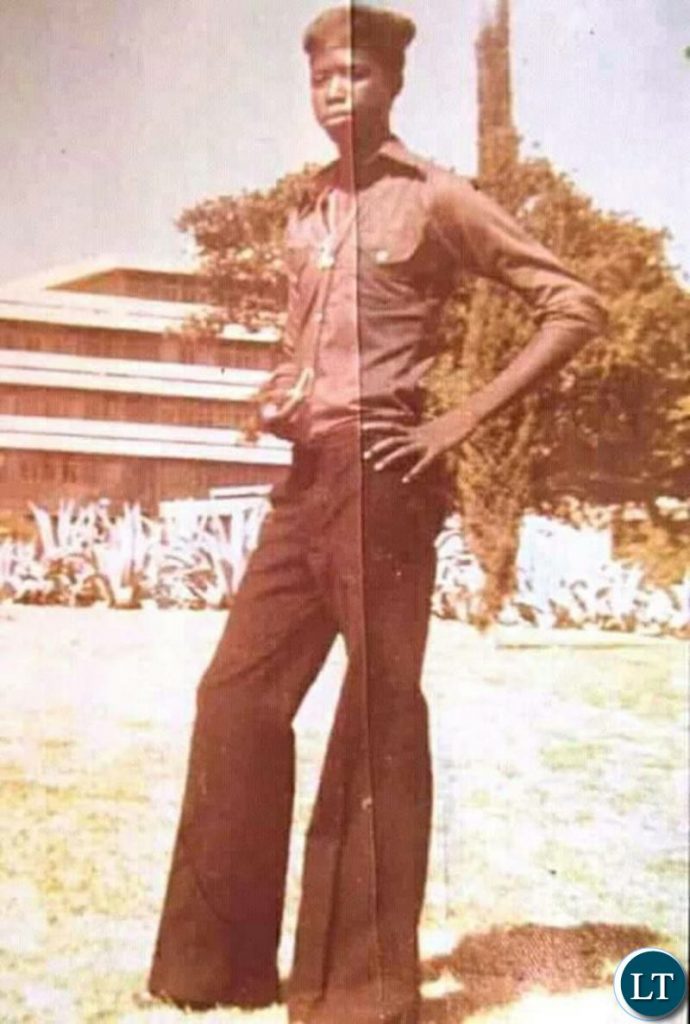 President Lungu as a student in a bell bottom trousers at University of Zambia 