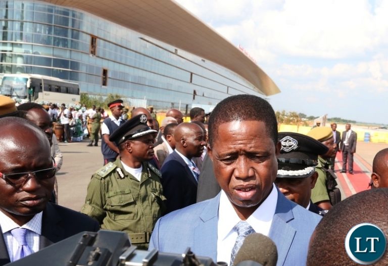 President Lungu arrives in Solwezi for two day working visit