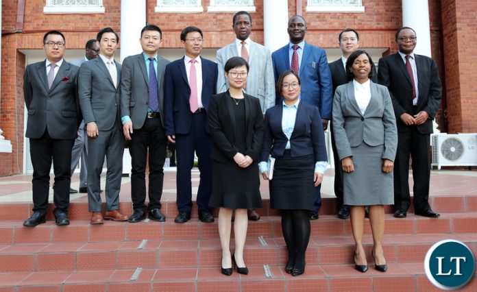 President Edgar Lungu with Mr HuaRong Zhang, the Chairman of Huajian Group of China who paid a courtesy call on the Head of State at State House today. Mr Zhang is in the country leading a business delegation from China to look at various investment prospectives. He is a member of all China Federation of Industry and Commerce, Vice-Chairman of China Africa Business Council, Chairman of Asia Footwear Industry Association and President of Guanzhou Huajian International shoes Chinese Business - Pictures By Eddie Mwanaleza 