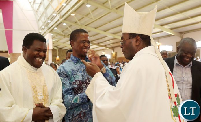 President Lungu with Bishop Mpundu
