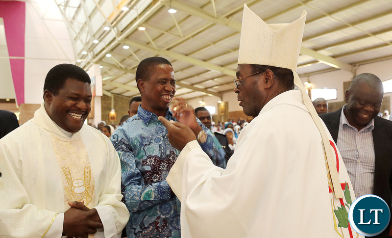 President Lungu with Bishop Mpundu