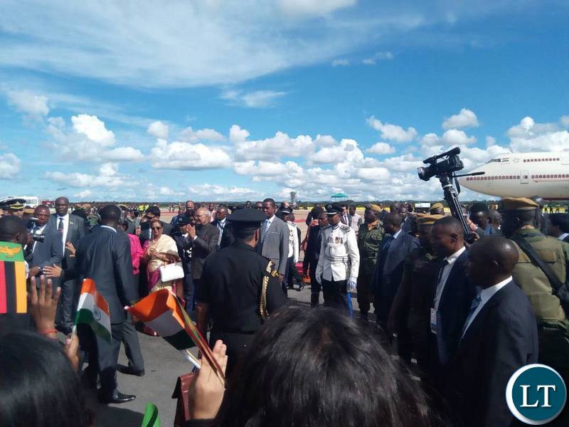 The Arrival of Indian President in Zambia