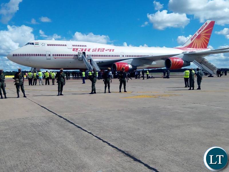 The Arrival of Indian President in Zambia