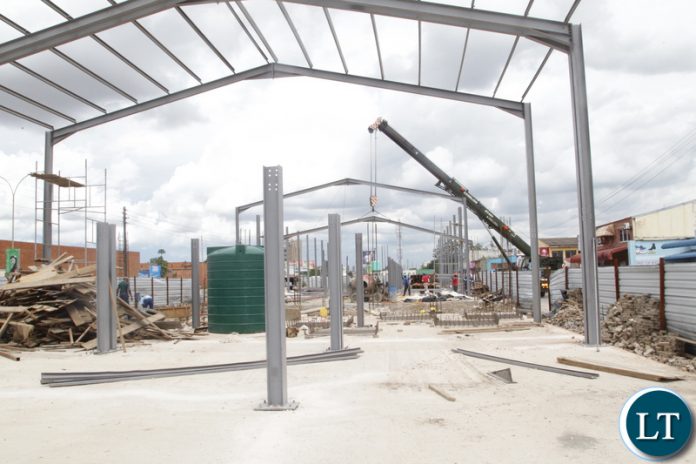 Part of the Simon Mwansa market under construction near city market in Lusaka