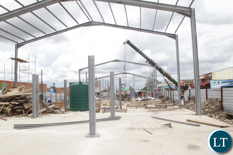 Part of the Simon Mwansa market under construction near city market in Lusaka