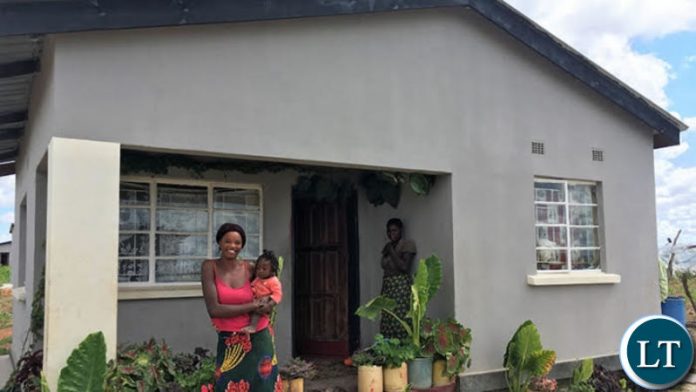 Margaret Kalimina and her family live in a newly-built three-roomed house near a new water borehole in Kalima Village, Chisamba District.
