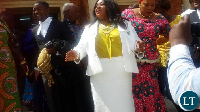 UPND's Doreen Mwamba outside Court today