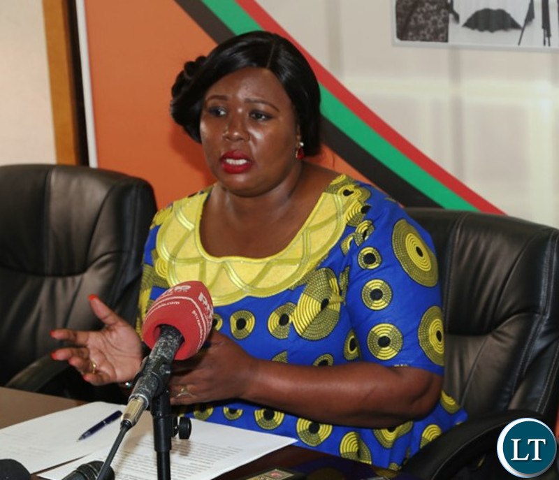 Minister of Information and Broadcasting Dora Siliya addressing the Journalist during Media briefing