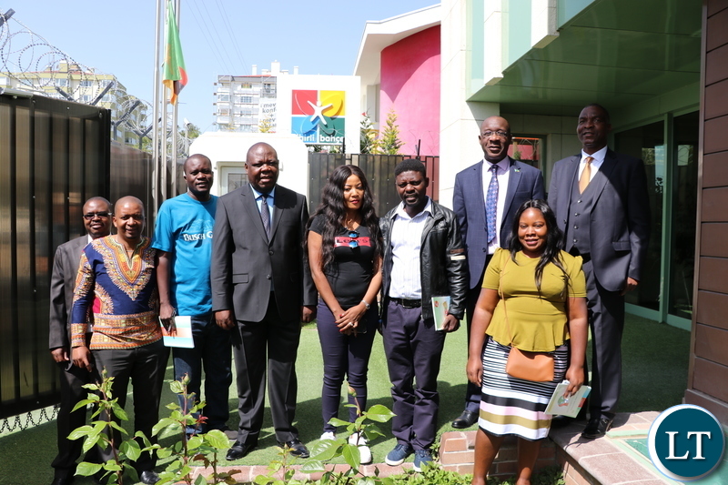 Zambia’s Ambassador designate to the Republic of Turkey, His Excellency Joseph Chilengi with Zambia National Broadcasting Corporation (ZNBC) Radio Producers and diplomatic staff at the Zambian Chancery in Ankara