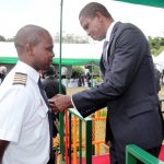President Edgar Lungu decorates Captain Dalisto Phiri Pilot of ProFlight 08I3750