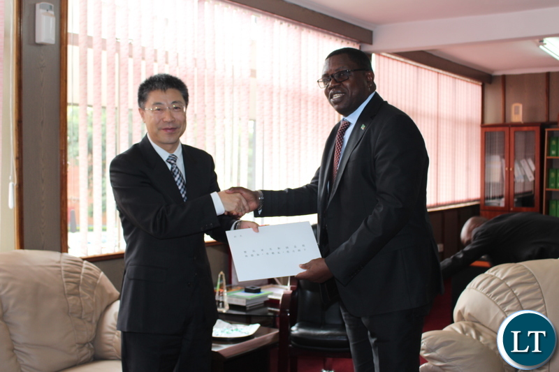 The new Chinese Ambassador to Zambia Li Jie paying a courtesy call on Foreign Affairs Minister Joseph Malanji