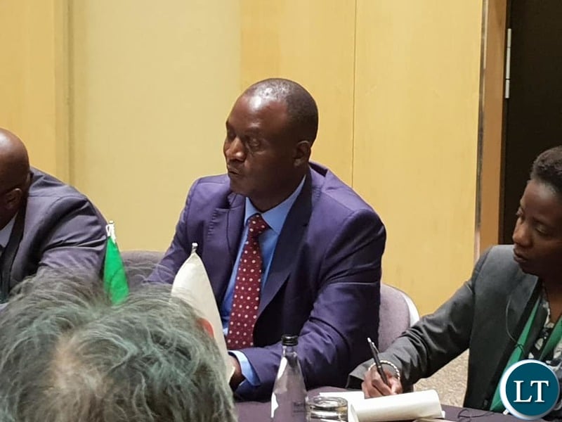 Mines Minister Richard Musukwa at the meeting with the Japanese Officials