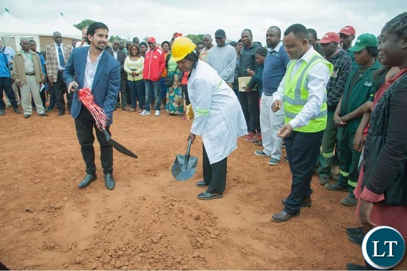 Margaret Mwanakatwe at the ground breaking ceremony of the Bauleni youth center