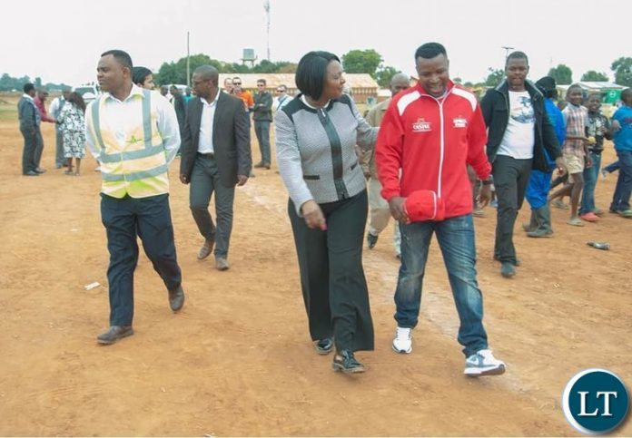 Margaret Mwanakatwe at the ground breaking ceremony of the Bauleni youth center