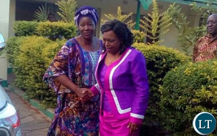 National Guidance and Religious Affairs Minister Godfridah Sumaili paying FDD President Judith Nawakwi a courtesy call