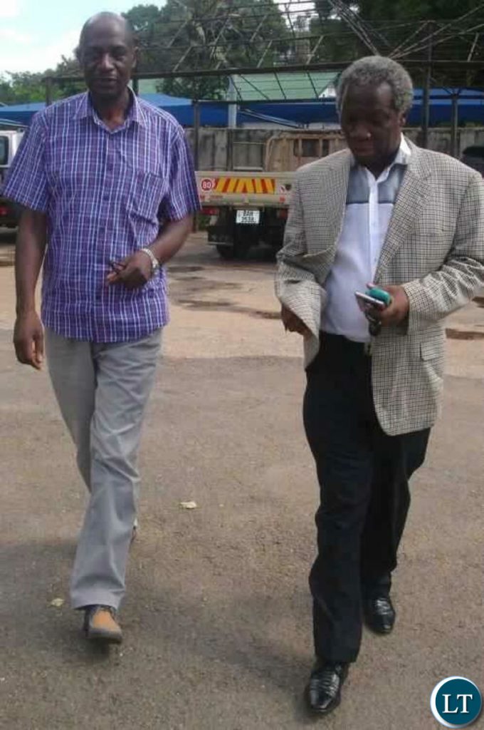 Mr Fresher Siwale and Mr Mike Mulongoti when they went to file a complaint to the Office of the Public Protector about President Lungu's identify recently.