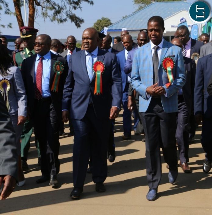 President Edgar Lungu and his counterpart Botswana President Eric Masisi touring the stands during the Zambia International Trade fair yesterday 28-06-2016. Picture by ROYD SIBAJENE/ZANIS