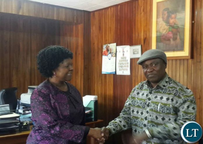 Green Party President Peter Sinkamba with Finance Minister Mrs. Mwanakatwe