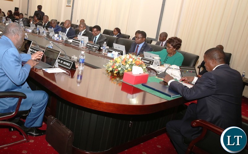 President Edgar Lungu chairs Cabinet meeting at State House on Monday, 18th June, 2018. Picture by Thomas Nsama
