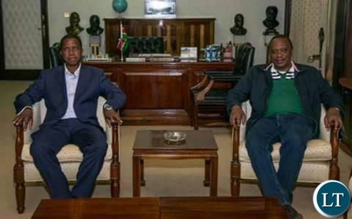 President Lungu with his Kenyan counterpart Uhuru Kenyatta