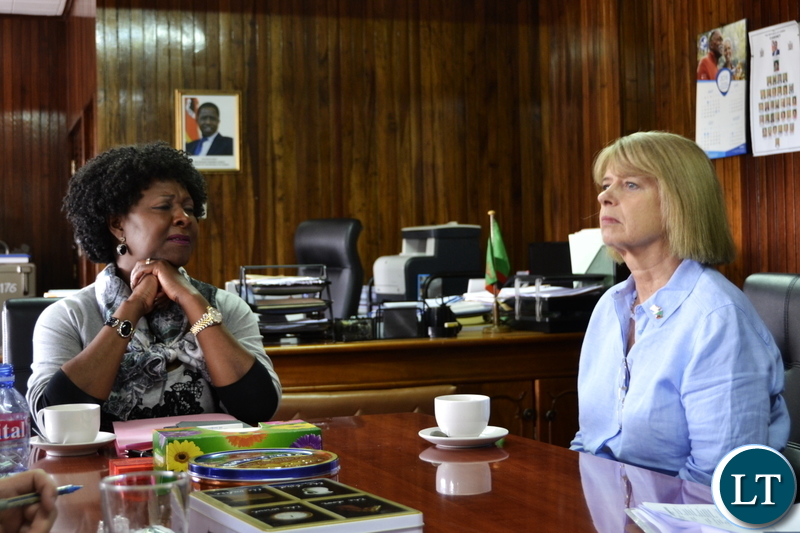 British Minister of State for the Foreign Office and Commonwealth HARRIET BALDWIN MP pays a Courtesy call on Finance Minister Margaret Mwanakatwe MP