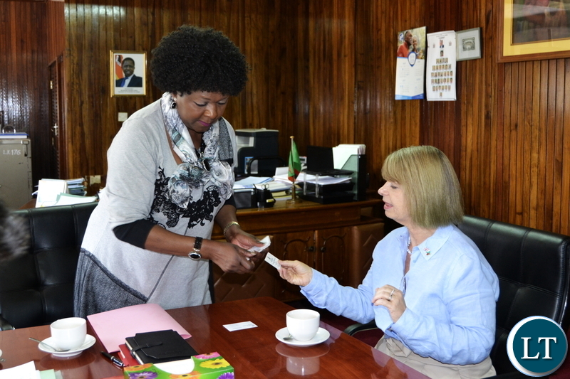 British Minister of State for the Foreign Office and Commonwealth HARRIET BALDWIN MP pays a Courtesy call on Finance Minister Margaret Mwanakatwe MP