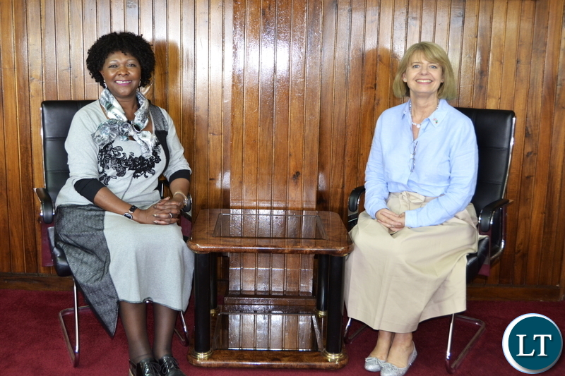 British Minister of State for the Foreign Office and Commonwealth HARRIET BALDWIN MP pays a Courtesy call on Finance Minister Margaret Mwanakatwe MP