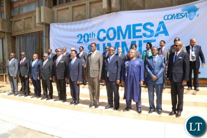President Edgar Lungu with other Heads of State after the official opening of the 20th Summit of the Comesa Heads of State and Government in lusaka