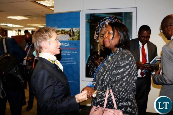 World Bank Country Manager Ina Ruthenberg with Finance Minister Magarate Mwanakatwe