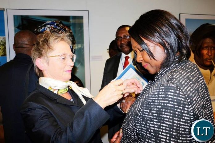 World Bank Country Manager Ina Ruthenberg with Finance Minister Magarate Mwanakatwe