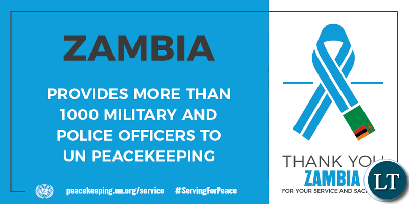 UN flier thanking Zambia for contributing more than 1000 peacekeeping troops to different peacekeeping missions
