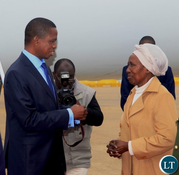 President Edgar Lungu confers with Vice President Inonge Wina before departure for Turkey at Kenneth Kaunda International Airport President Edgar Lungu confers with Vice President Inonge Wina before departure for Turkey at Kenneth Kaunda International Airport