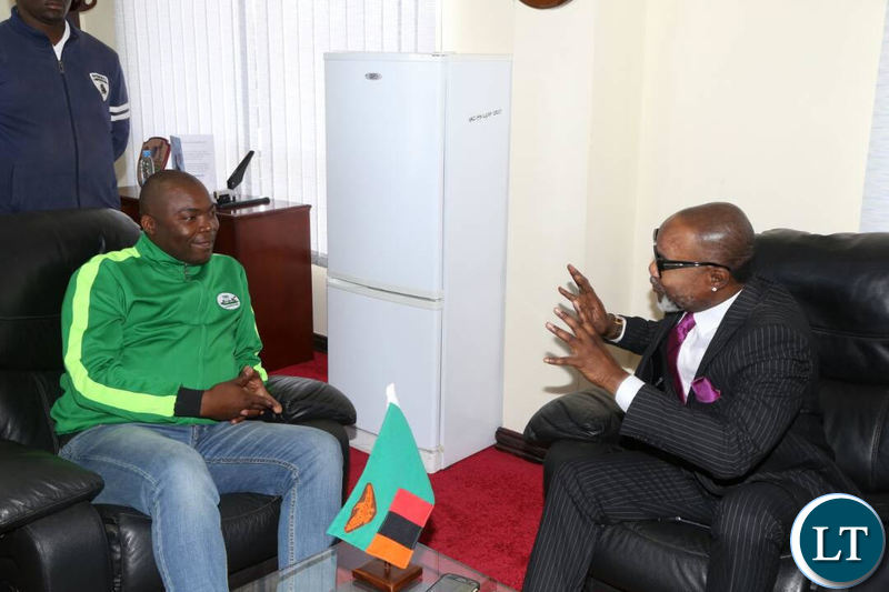 Koffi pays a courtesy call on Lusaka Province Minister Bowman Lusambo at his office