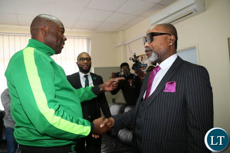 Koffi pays a courtesy call on Lusaka Province Minister Bowman Lusambo at his office