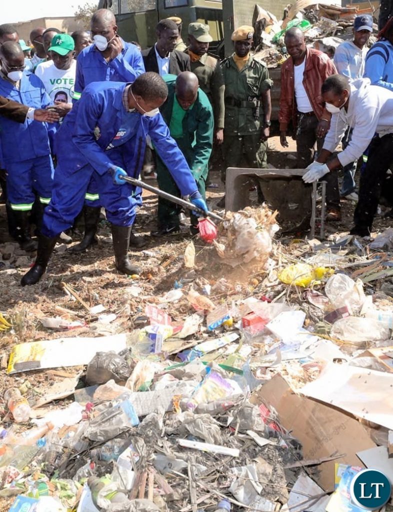 President Edgar Lungu during the Keep Zambia Clean in Chongwe
