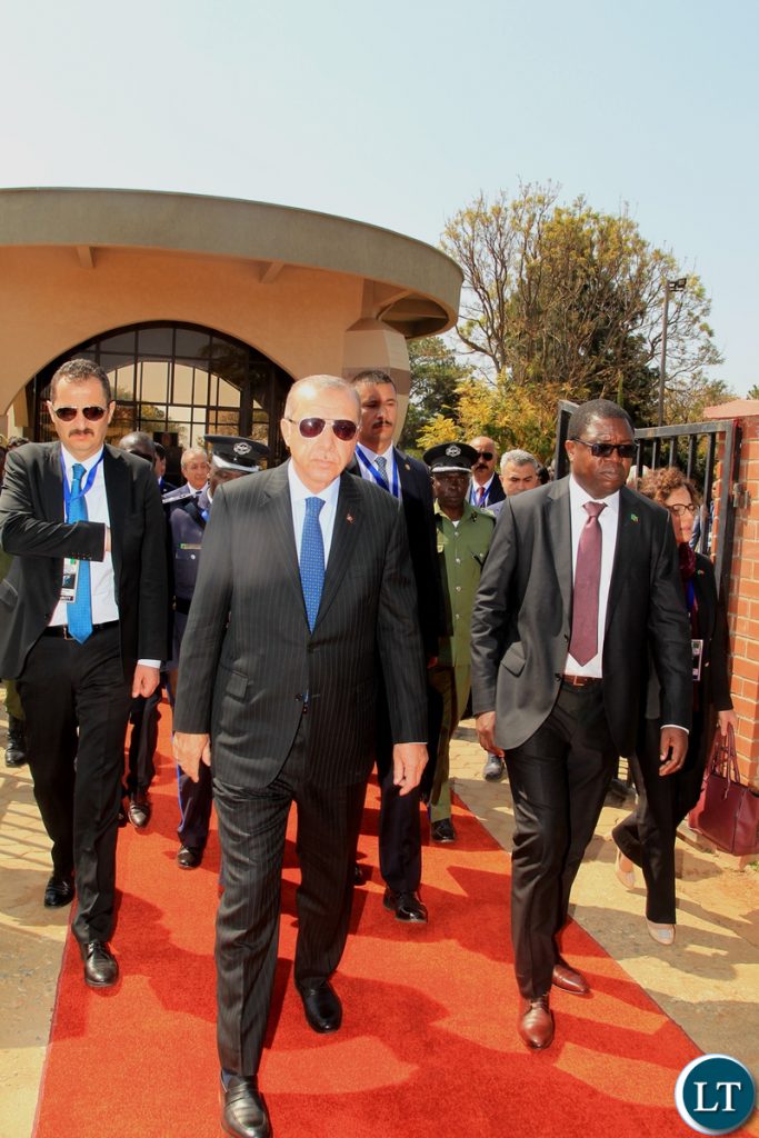 President of Turkey Recep Tayyip Erdogan pays his last respects to former Heads of State at the Embassy Park in Lusaka