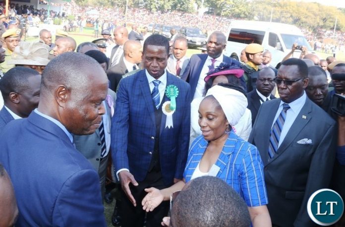 ZNBC Director General Richard Mwanza and Board chairperson Mulenga Kapwepwe welcomes President Edgar Lungu during the tour the ZNBC outside broadcasting vans in the Show Grounds ZNBC Director General Richard Mwanza and Board chairperson Mulenga Kapwepwe welcomes President Edgar Lungu during the tour the ZNBC outside broadcasting vans in the Show Grounds