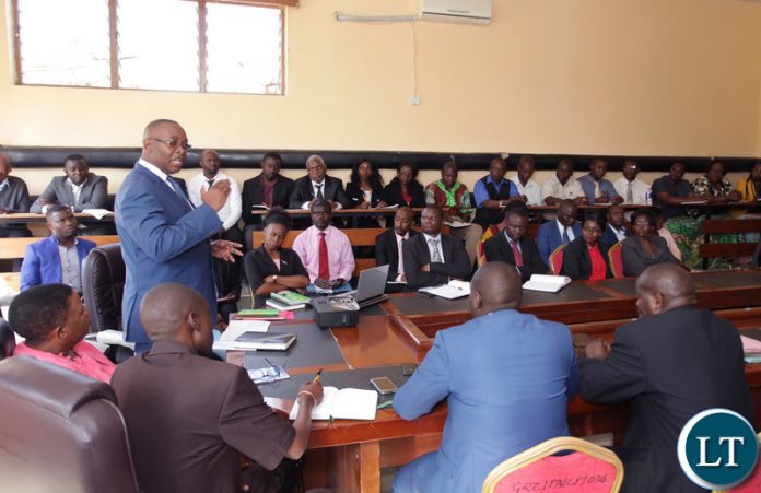 Mr. Chipango addressing civil servants