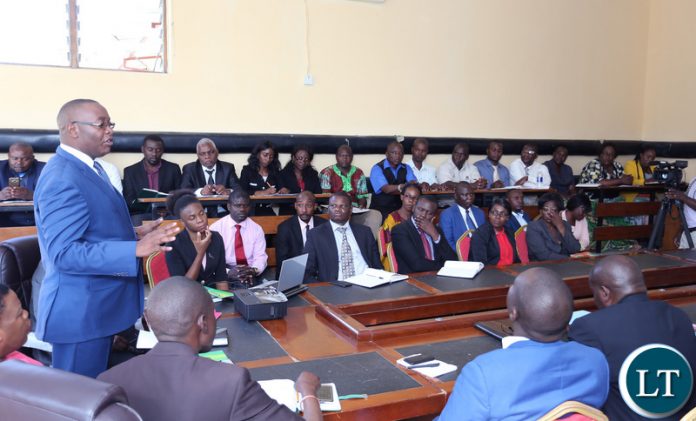 Mr. Chipango addressing civil servants