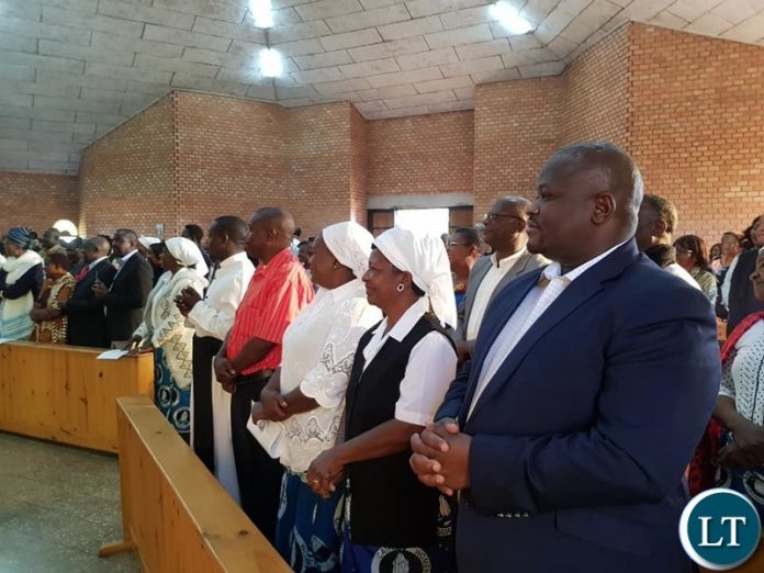 Hon. Alexander Chiteme at Catholic Church in Kitwe