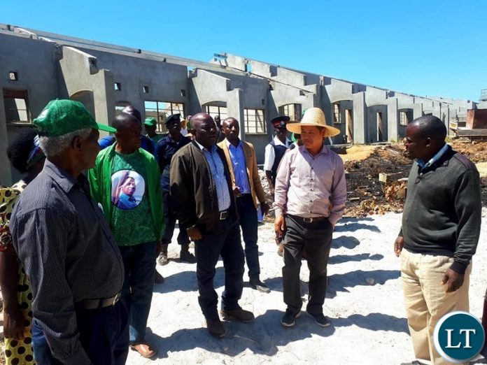 Shiwang`andu Area Member of Parliament, Stephen Kampyongo inspecting works