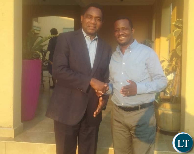 Late Divo Katete (R) with UPND President Hakainde Hichilema