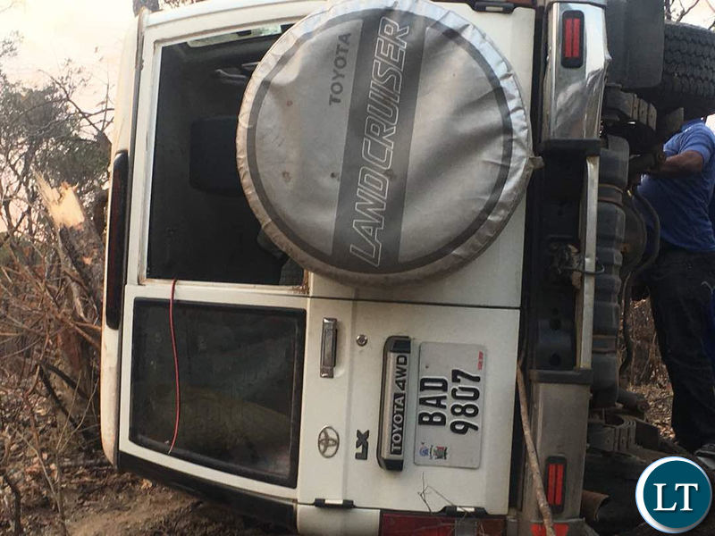 The ill fated motor vehicle which carried Mr Mweene after it carried off the road