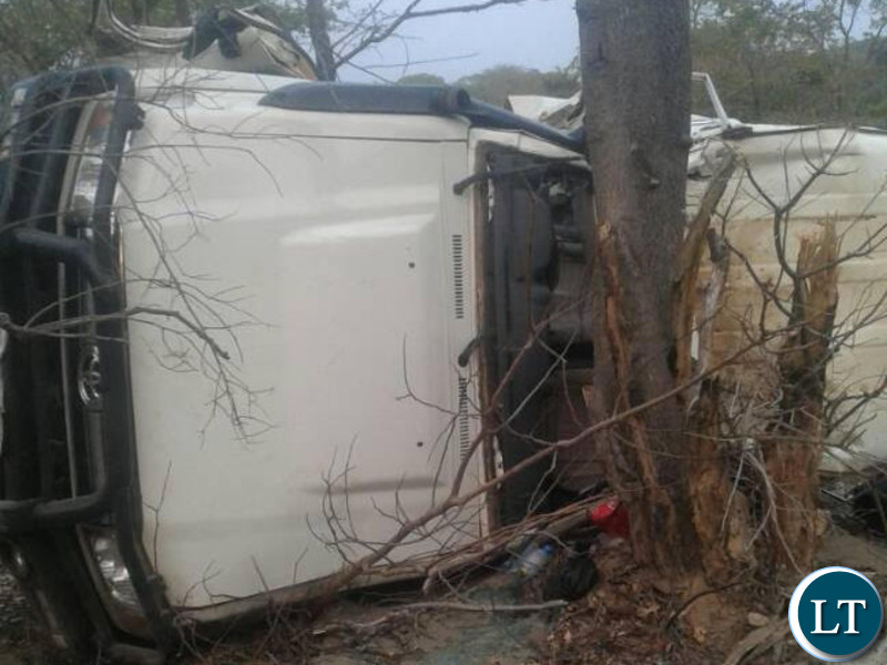 The ill fated motor vehicle which carried Mr Mweene after it carried off the road