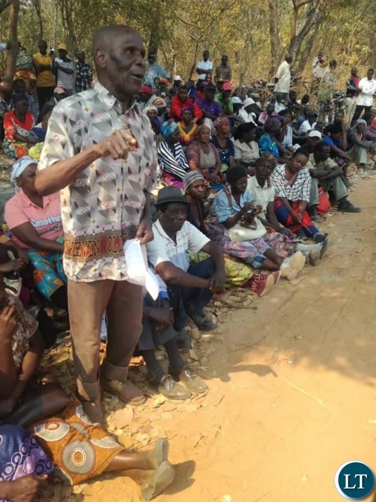 Area Member of Parliament Jonas Chanda Meeting the 1,000 displaced residents.