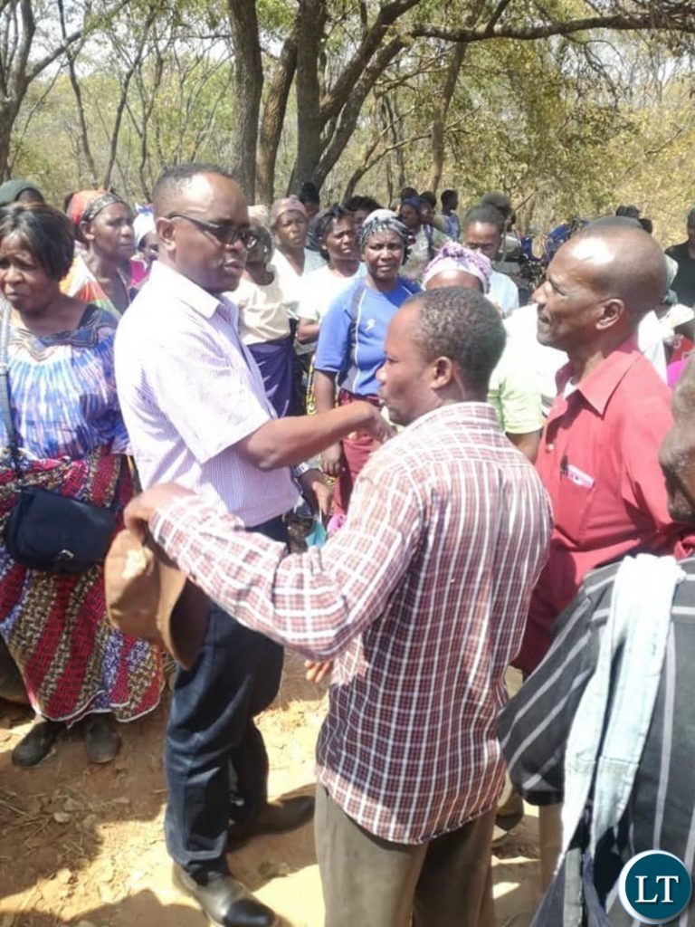 Area Member of Parliament Jonas Chanda Meeting the 1,000 displaced residents.