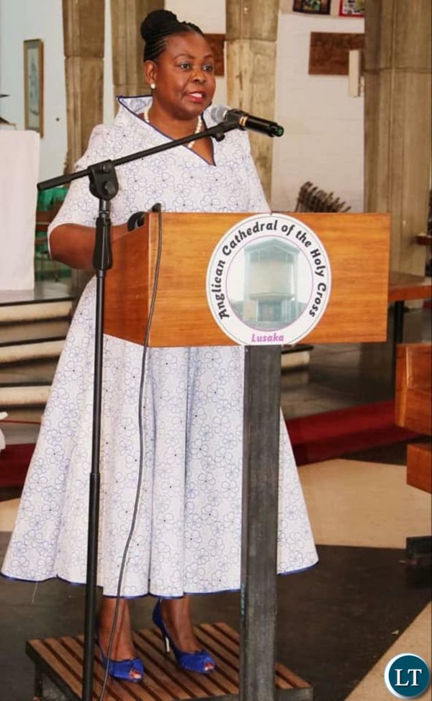 Dr Maureen Mwanawasa delivering her remarks during the memorial service